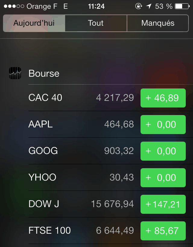 Bourse iOS 7