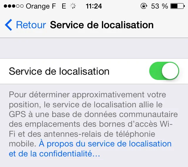 Service de localisation iOS 7