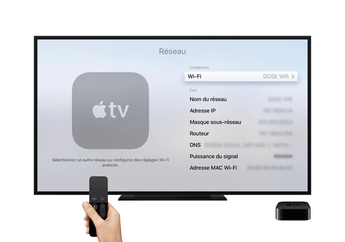 Apple TV sélection wifi