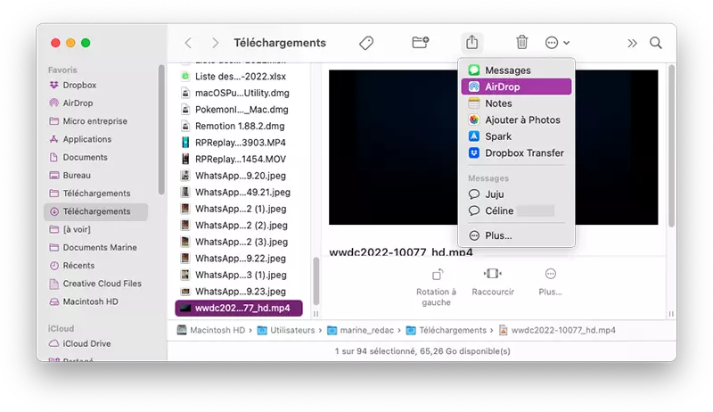 mac finder envoyer transferer airdrop