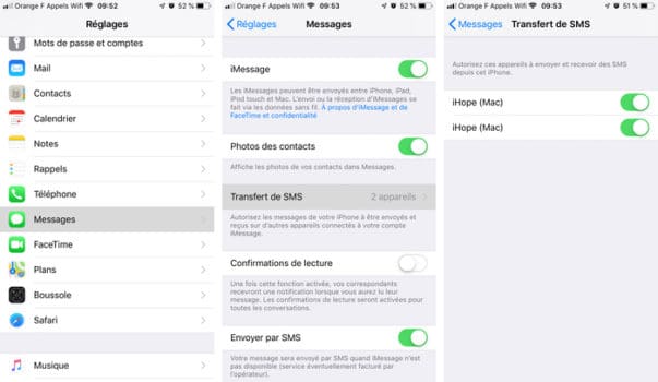 Activer le transfert de SMS sur votre Mac depuis les réglages de l'iPhone