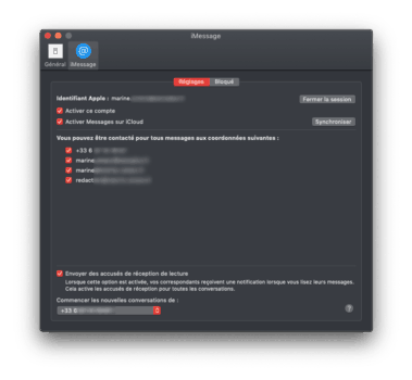 Les réglages des iMessages dans Messages sur Mac