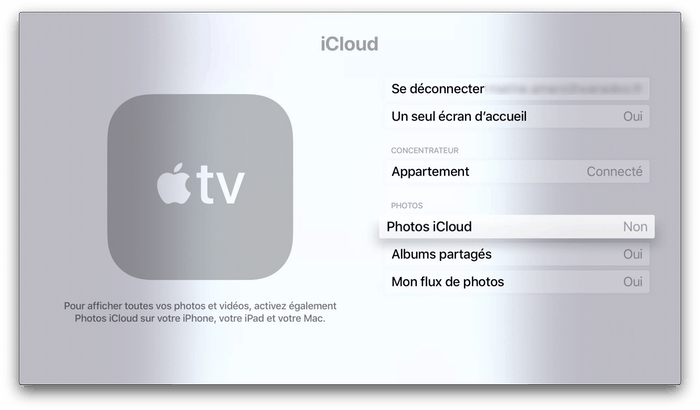 Autorisations des Photos iCloud sur Apple TV
