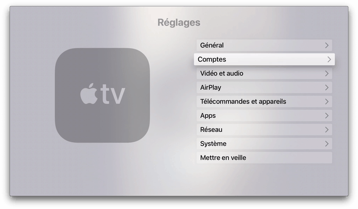 Réglages de l'Apple TV à sauvegarder