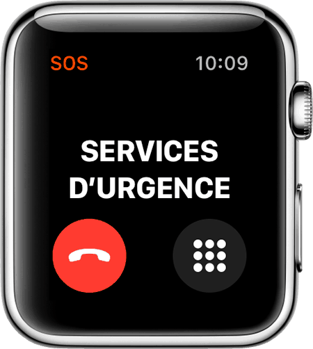 Appel en cours des services d'urgence suite à la détection de chutes de l'Apple Watch Series 4