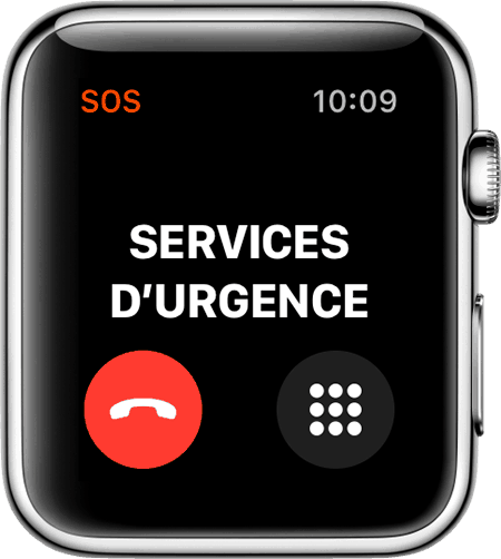 Appel en cours des services d'urgence suite à la détection de chutes de l'Apple Watch Series 4