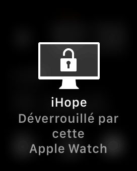 Notification de l'Apple Watch qui déverrouille un Mac