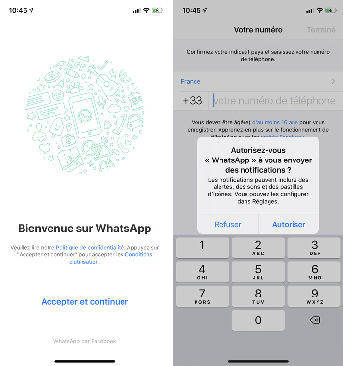 Configurer WhatsApp sur iPhone 