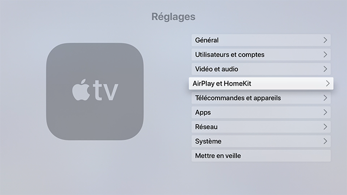 apple tv reglages airplay