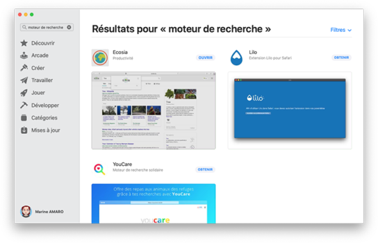 Mac App Store moteur de recherche