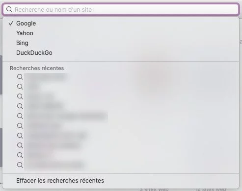 mac safari moteur de recherche