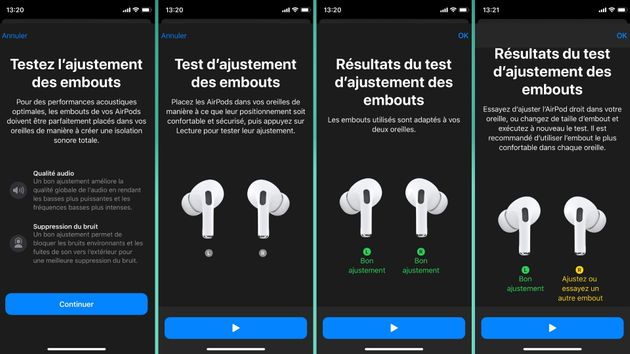tester ajustement embouts airpods pro