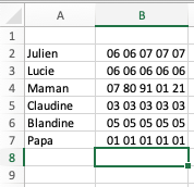 exemple contacts excel