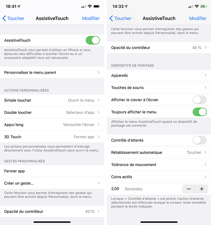 Régler AssistiveTouch pour utiliser l'iPhone sans bouton