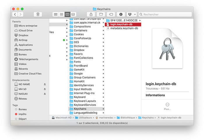 mac fichier login keychains