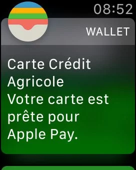apple watch notification ajout carte apple pay