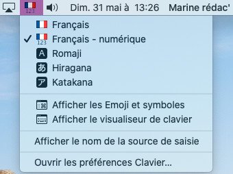 mac barre menus clavier