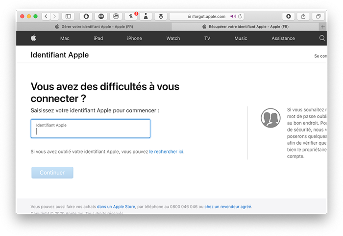 apple id oublie mdp