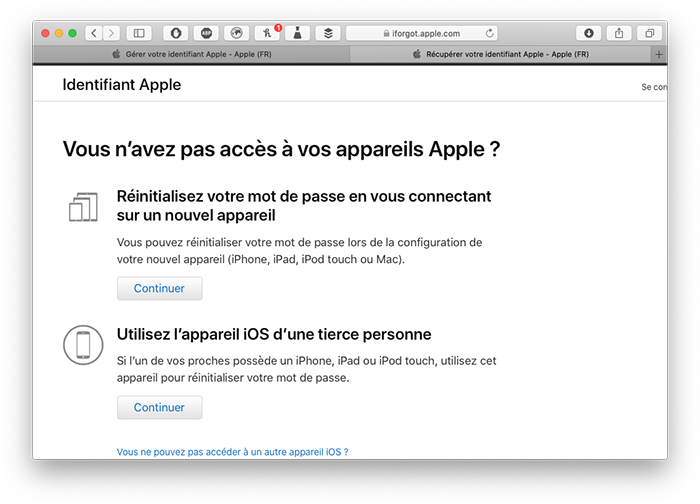 apple id oublie mdp