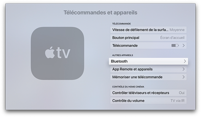 apple tv reglages bluetooth
