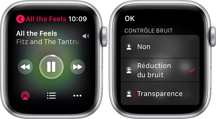 Configurer la Réduction du bruit des AirPods sur Apple Watch