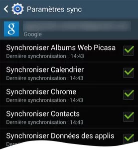 android parametres synchronisation