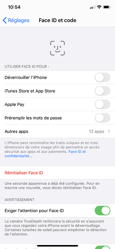 iphone desactiver face id