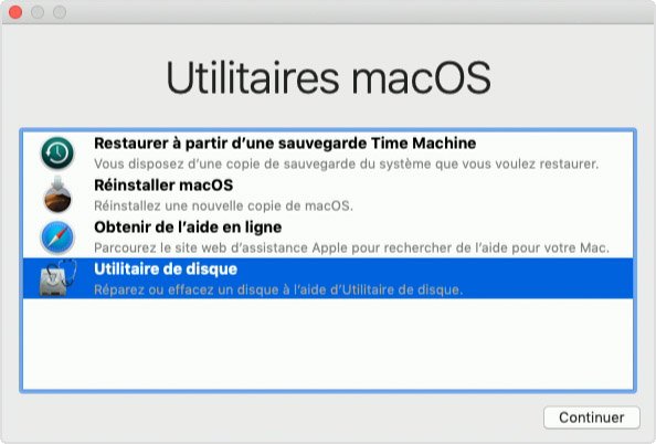 mac utilitaire disque mode recuperation