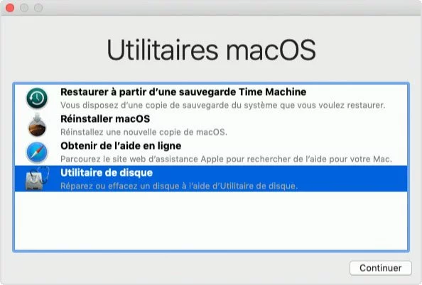 mac utilitaire disque mode recuperation