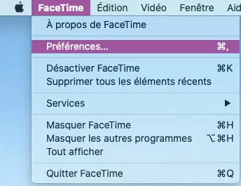 mac menu facetime