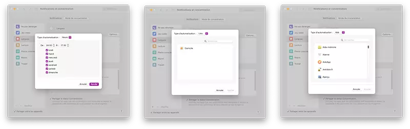 mac notifications concentration automatisation