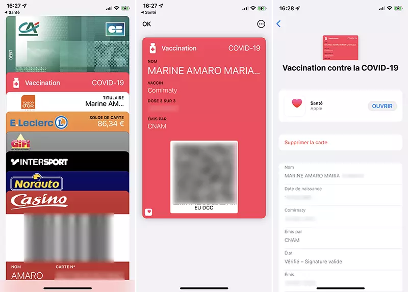 iphone cartes wallet trouver supprimer vaccin covid