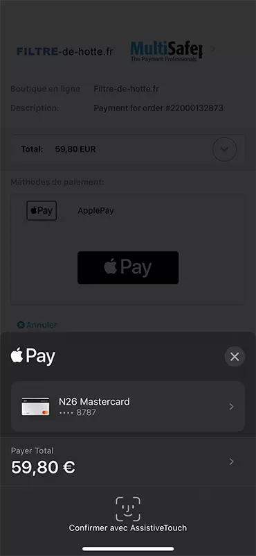 iphone face id achat apple pay en ligne