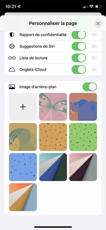 iphone safari modifier image page demarrage