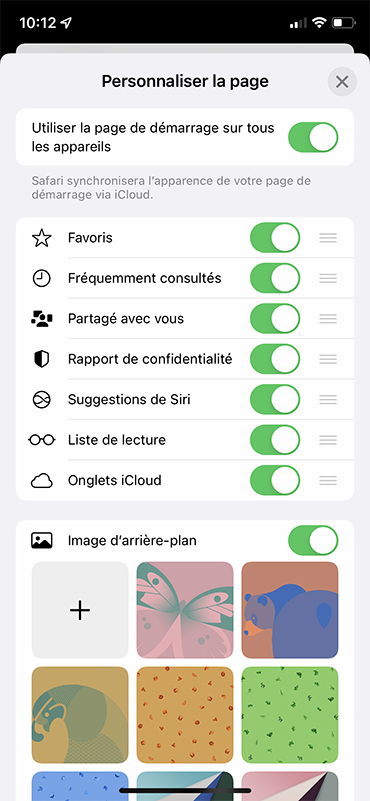 iphone safari modifier menu page demarrage