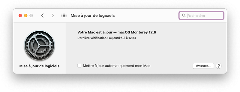mac verifier maj logicielles