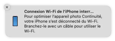 mac connexion Wi Fi iphone interrompue appareil photo