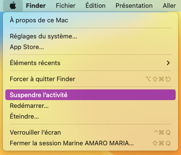 mac pomme suspendre activite veille