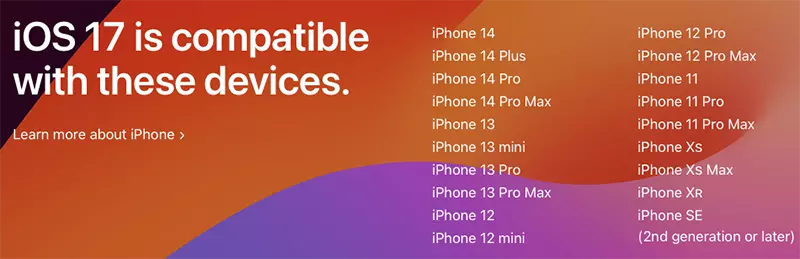 iOS 17 compatibilite