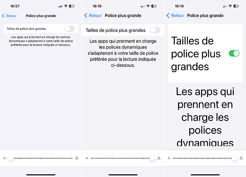 iphone reglages accessibilite affichage taille texte police plus grande
