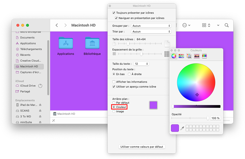 macos finder options presentations icones couleur