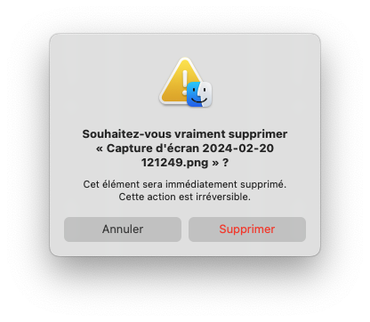 mac messager confirmer supprimer