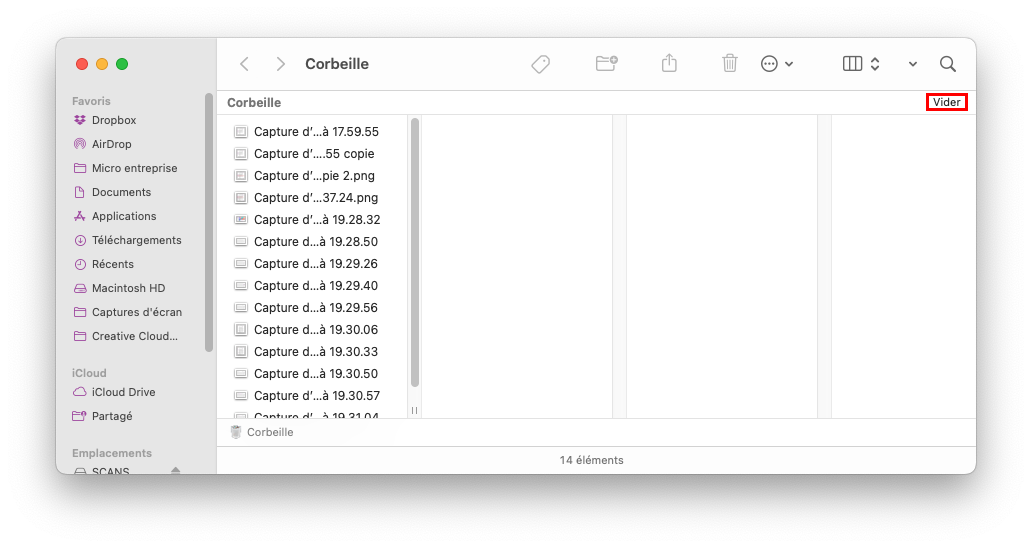 mac vider corbeille