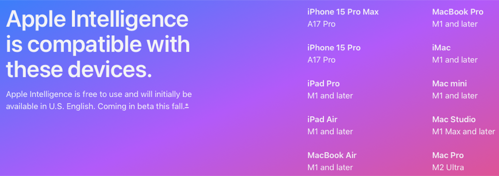 appareils compatibles apple intelligence