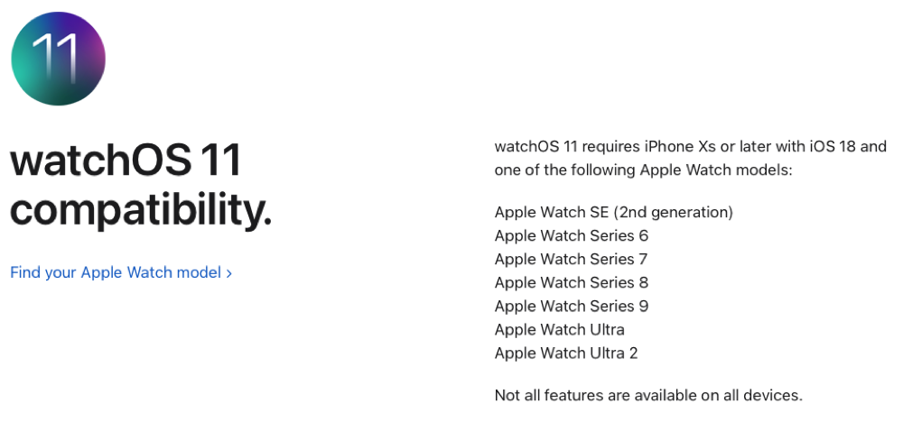 apple watch compatibles watchos