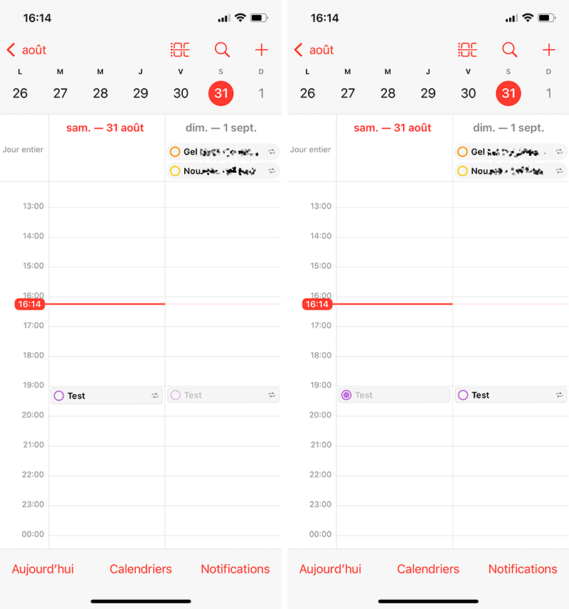 ios iphone calendrier rappel