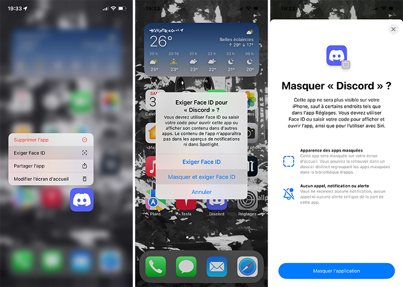 iphone ios masquer verrouiller face id application